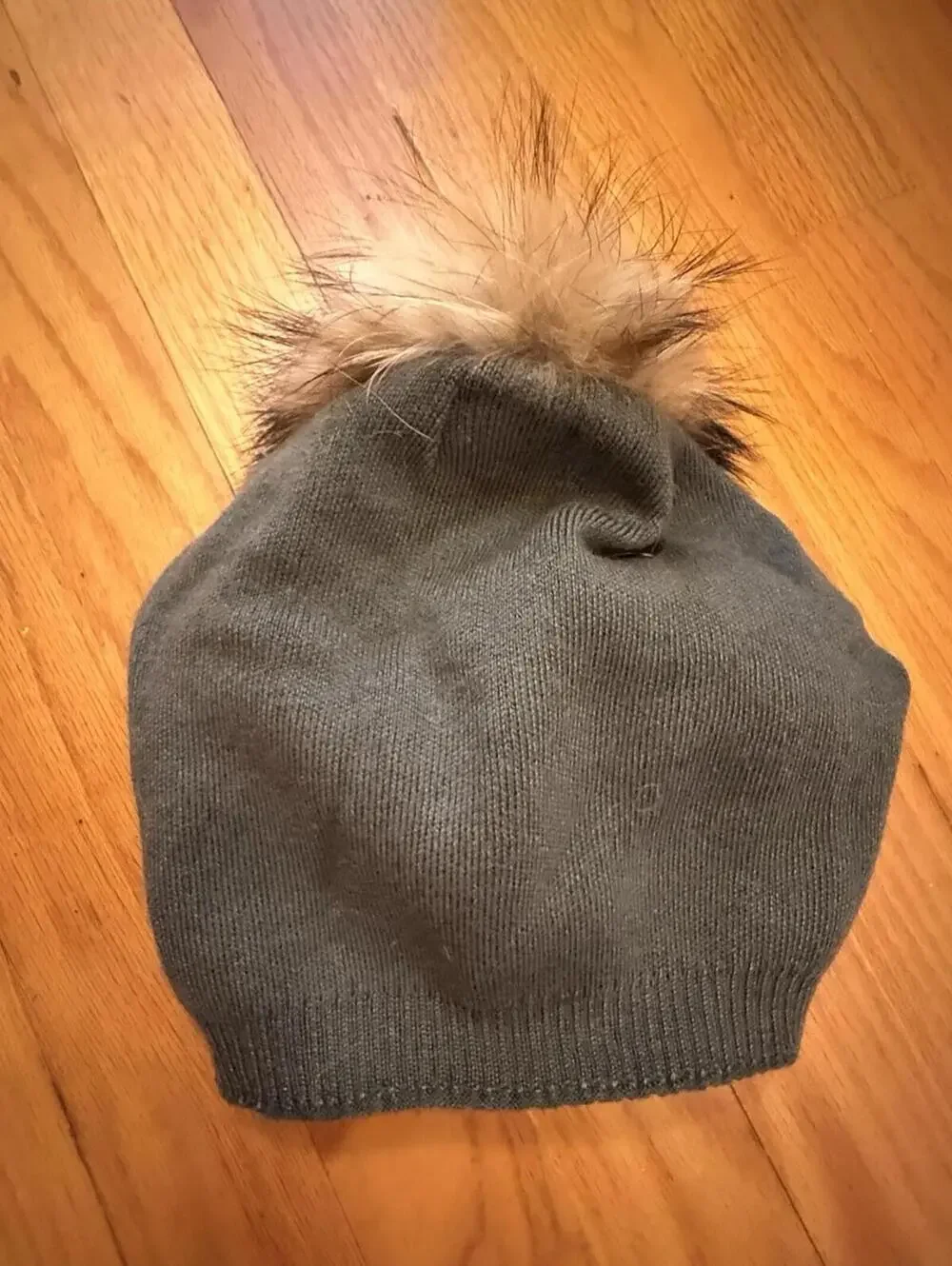 Haute Shore‎ Brooklyn Army/ 100% Raccoon Fur Pom Beanie